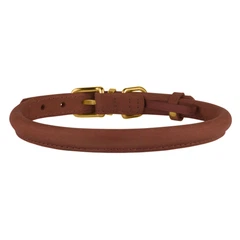 Нашийник для Собак Круглий Шкіряний BronzeDog Premium Crazy Коньячний 9 мм 36-46 см (00244)