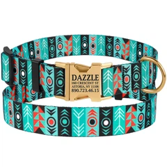 Нашийник Для Собак BronzeDog Urban Tribal з Металевою Пряжкою та Гравіюванням Інки Різнокольоровий 20 мм 30-40 см (41/1336)