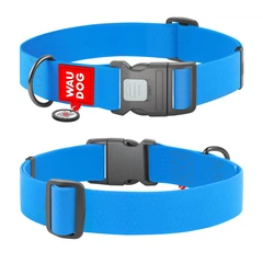 Нашийник для собак водостійкий WAUDOG Waterproof з QR паспортом, пластиковий фастекс, блакитний, розмір XXL, 46-70 см 40 мм (25112)