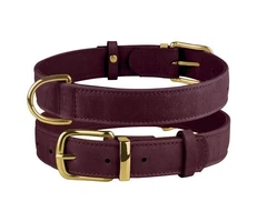Ошийник для собак Bronzedog Crazy, шкіряний, бордовий, L, 38-49×2.5 см