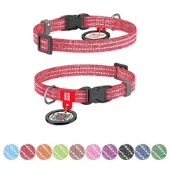 Collar Нашийник для котів та дрібних порід собак WAUDOG Re-cotton з QR паспортом, відновлена бавовна, світловідбиваючий, пластикова