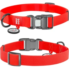 Нашийник для собак WAUDOG Waterproof з QR паспортом, водостійкий, пластикова пряжка-фастекс із замком, M, 28-40 см 20 мм Червоний (27453)