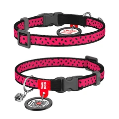 Collar Нашийник для котів нейлоновий WAUDOG Nylon з QR паспортом, малюнок "Кавун", пластиковий фастекс, Ш 10 мм, Дов 20-30 см