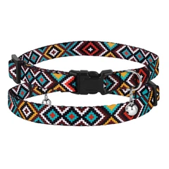 Нашийник Для Котів BronzeDog Urban Tribal Нейлоновий з Пластиковою Пряжкою та Дзвіночком Ментоловий 10 мм 18-28 см (49/1373)