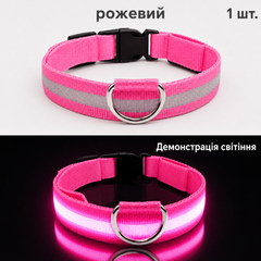 Без бренду LED нашийник на батарейці для собак і котів, що світиться в темряві, рожевий, розмір S