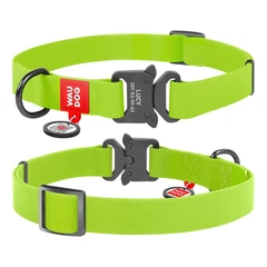 Collar Нашийник WAUDOG Waterproof з QR-паспортом, пряжка-фастекс салатовий, М