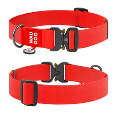 Collar Нашийник для собак водостійкий WAUDOG c QR паспортом, Ш 40 мм, Довжина 46-70 см, червоний