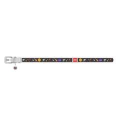 Collar Нашийник для собак шкіряний WAUDOG Design з QR паспортом, малюнок "NASA", Ш 12 мм, Дов 18-24 см, білий