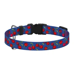 Ошийник для Котів BronzeDog Urban Fruits Нейлоновий з Пластиковою Пряжкою та Дзвіночком Вишні 10 мм 18-28 см (49/8628)