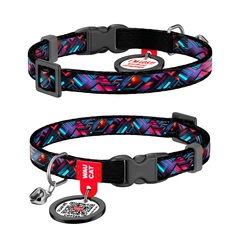 Нашийник для котів WAUDOG Nylon Нескінченні світи XS 20–30 см ширина 10 мм з QR-паспортом пластиковий фастекс 279-4058