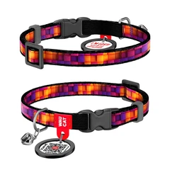 Нашийник для котів WAUDOG Nylon Куби 3D XS 20–30 см ширина 10 мм з QR-паспортом пластиковий фастекс 279-4057