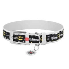 Collar Нашийник для собак шкіряний WAUDOG Design L 25мм/38-49см,"Бетмен 3" DC Comics, білий