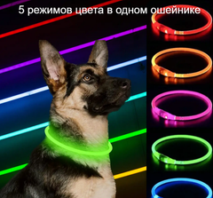 Grand Нашийник для собак Led лід колір Мультик РГБ розмір 35 см Світиться