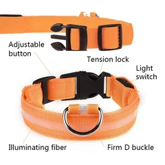 Xtep Нашийник LED світиться для собак і кішок Orange Size S шия 34-41 см ширина 2,5, повна довжина 44 см