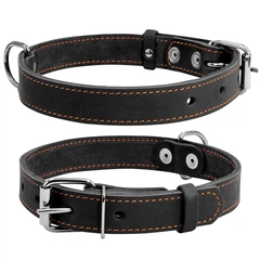 Шкіряний нашийник для собак Collar, 48-63 см, чорнийА