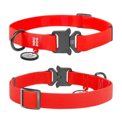 Нашийник для собак водостійкий WAUDOG Waterproof з QR-паспортом, металічна пряжка-фастекс, Ш 25 мм, Дов 34-49 см, червоний