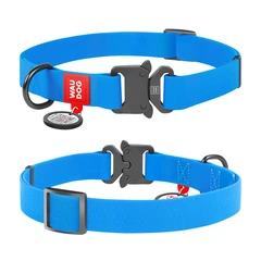 Нашийник для собак водостійкий WAUDOG Waterproof з QR-паспортом, металічна пряжка-фастекс, Ш 25 мм, Дов 38-58 см, блакитний