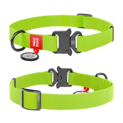 Нашийник для собак водостійкий WAUDOG Waterproof з QR-паспортом, металічна пряжка-фастекс, Ш 25 мм, Дов 38-58 см, салатовий