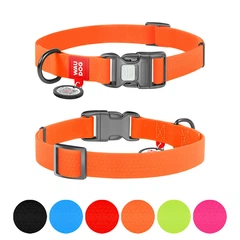 Нашийник для собак водостійкий WAUDOG Waterproof з QR-паспортом, пластикова пряжка-фастекс, Ш 15 мм, Д 25-35 см, оранжевий