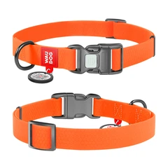 Нашийник для собак водостійкий WAUDOG Waterproof з QR-паспортом, пластикова пряжка-фастекс, Ш 15 мм, Д 25-35 см, оранжевий