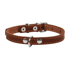 Нашийник для собак шкіряний Collar одинарний XS 12 мм Коричневий