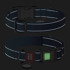 Нашийник для собак нейлоновий WAUDOG Nylon Mono з QR-паспортом, світловідбивний, пластиковий фастекс, XL, Ш 25 мм, Дов 37-58 см синій