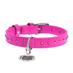 Нашийник для собак Collar WAUDOG Glamour шкіряний з QR паспортом 27-36 см Рожевий (Collar32777) (16926)