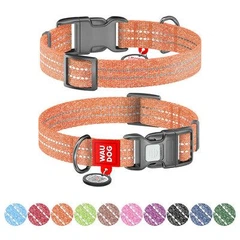 Нашийник WAUDOG Re-cotton з QR паспортом, відновлена бавовна, пластикова пряжка (ширина 15 мм, довжина 25-35 см) помаранчевий (02864)