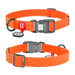 Нашийник для собак водостійкий Waudog Waterproof з QR паспортом/пластикова пряжка-фастекс 25 мм х 34-49 см Помаранчевий (27724 Col)