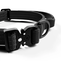 Тактичний нашийник для цуценят та міні собак з полегшеним замком BullyBillows Lighter Combat Collar Handle 2.5 cm XS-M: 25 мм, ОШ 34-46 см Чорний