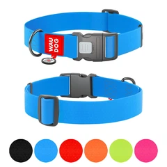 Collar Нашийник для собак водостійкий WAUDOG Waterproof з QR паспортом, пластиковий фастекс, XXL, Ш 40 мм, Дл 46-70 см, блакитний
