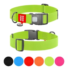 Collar Нашийник для собак водостійкий WAUDOG Waterproof з QR паспортом, пластиковий фастекс, XXL, Ш 40 мм, Дл 46-70 см, салатовий