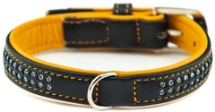 Шкіряний нашийник зі стразами для собак Pacific Deluxe Collar Nobby S-M: 19-21 мм, Д 42 см, ОШ 33-39 см Помаранчевий