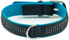 Шкіряний нашийник зі стразами для собак Pacific Deluxe Collar Nobby L-XL: 28-32 мм, Д 60 см, ОШ 50-58 см Блакитний