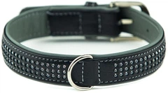 Шкіряний нашийник зі стразами для собак Pacific Deluxe Collar Nobby L-XL: 28-32 мм, Д 60 см, ОШ 50-58 см Сірий