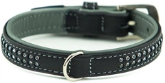 Шкіряний нашийник зі стразами для собак Pacific Deluxe Collar Nobby M: 22-25 мм, Д 47 см, ОШ 38-44 см Сірий