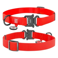 Нашийник для собак WAUDOG Waterproof з QR-паспортом,пряжка-фастекс (ш.20 мм,д 24-40см) червоний