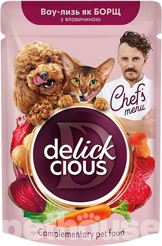 Delickcious Chef's Menu Борщ з яловичиною для котів і собак