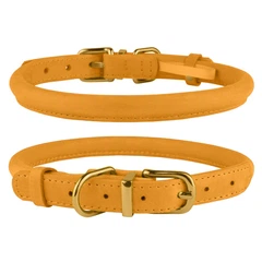 Нашийник для Собак Круглий Шкіряний BronzeDog Premium Crazy Голд XS 7 мм 18-25 см (002180)