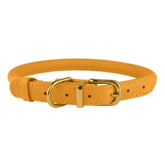 Нашийник для Собак Круглий Шкіряний BronzeDog Premium Crazy Голд XS 7 мм 18-25 см (002180)