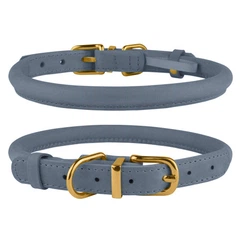 Нашийник для Собак Круглий Шкіряний BronzeDog Premium Crazy Блакитний L 11 мм 38-48 см (002522)