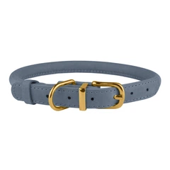 Нашийник для Собак Круглий Шкіряний BronzeDog Premium Crazy Блакитний L 11 мм 38-48 см (002522)