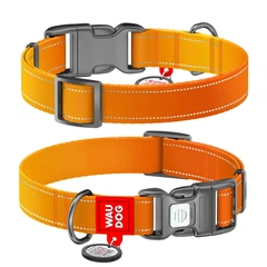 Collar Нашийник для собак нейлоновий WAUDOG з QR паспортом, S, Ш 15 мм, Довжина 25-35 см оранжевий
