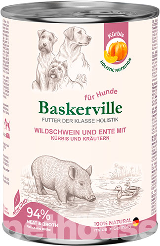 Baskerville Holistic Кабан та качка з гарбузом та зеленню для собак