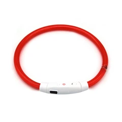 Світлодіодний LED нашийник Lesko L-18 Red M для собак і котів USB водовідштовхувальний, що світиться