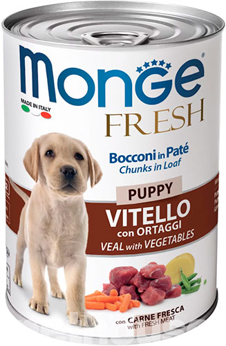 Monge Fresh Puppy Veal & Vegetables Cans