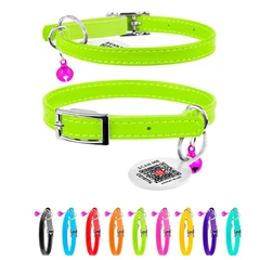 Collar Нашийник для котів шкіряний WAUDOG Glamour з QR паспортом, без прикрас, Ш 9 мм, Дов 22-30 см салатовий