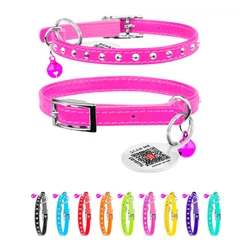 Collar Нашийник "WAUDOG GLAMOUR" з резинкою, клейовими стразами, для котів (ширина 9мм, довжина 22-30см) рожевий