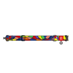 Collar Нашийник для собак нейлоновий WAUDOG Nylon з QR паспортом, малюнок "Вітраж", металева пряжка-фастекс, XXL, Ш 35 мм, Д 46-70 см