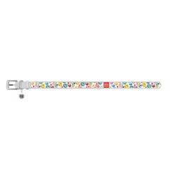 Collar Нашийник для собак шкіряний WAUDOG Design з QR паспортом, малюнок "Пончики", Ш 35 мм, Дов 46-59 см, білий